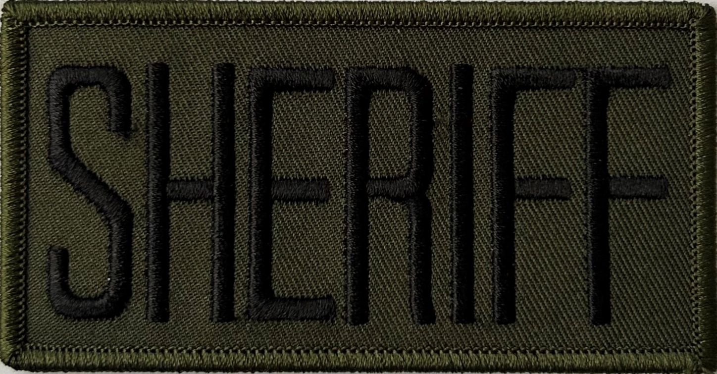 SHERIFF ID PATCH, 4"W x 2"T, BLACK ON OD GREEN - VELCRO.